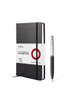 Sheaffer - Gift Set 100 9313 Glossy Black with Chrome Trims Ballpoint Pen with Notebook