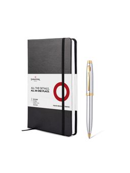 Sheaffer - Gift Set 100 9340 Bright chrome with Gold Trims Ballpoint Pen with Notebook