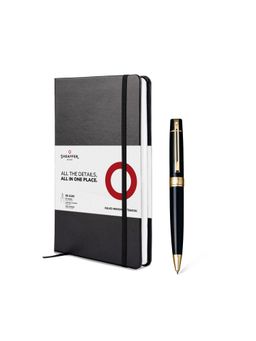 Sheaffer - Gift Set 300 9325 Glossy Black with Gold Trims Ballpoint Pen with Notebook