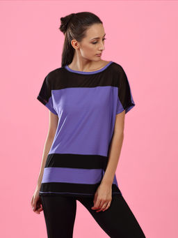 Kica - Ripple Oversized Top With Mesh Panels - Purple