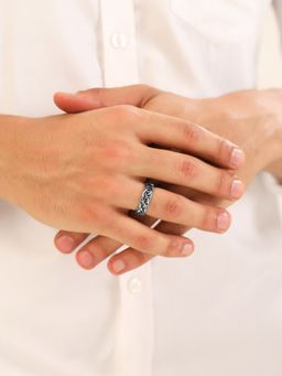 Yellow Chimes - Ss Men'S Silver Vintage Totem Pattern Leaf Shaped Punk Band (9)