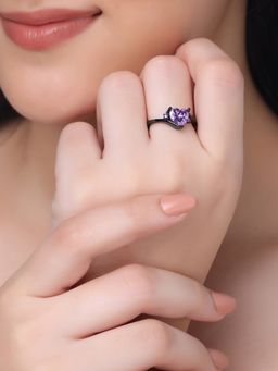 Yellow Chimes - Crystal Ring Purple Ring Cubic Zircon Crystal Ring Heart Shaped (7)