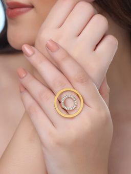 Yellow Chimes - Rings Combo Of 3 Pcs Gold Plated (Pack of 3) (7)