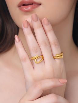 Yellow Chimes - Gold Plated Statement Style Finger Ring (Pack of 2) (7)