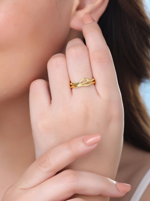 Yellow Chimes Adjustable Gold Plated Chunky Statement Ring (7)