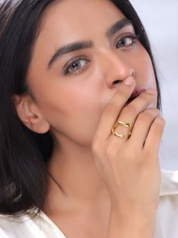 Yellow Chimes - Adjustable Gold Plated Chunky Statement Ring (7)