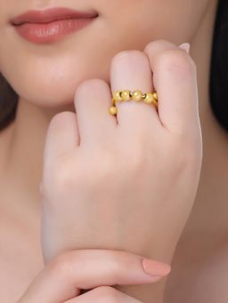 Yellow Chimes - Adjustable Gold Plated Beads Statement Ring (7)
