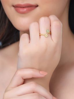 Yellow Chimes - Adjustable Gold Plated Floral Shaped Stone Ring (7)