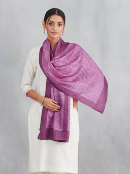 Fabindia - Purple Silk Hand Block Printed Stole