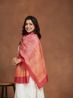 Fabindia - Orange Silk Hand Block Printed Stole