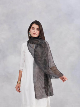 Fabindia - Black Silk Printed Stole