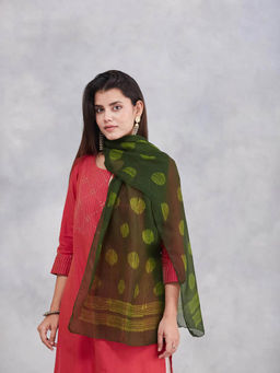 Fabindia - Green Silk Printed Stole