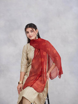 Fabindia - Red Silk Printed Stole