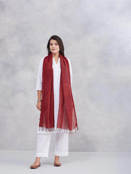 Fabindia - Maroon Cotton Silk Stole