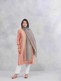 Fabindia - Grey Cotton Silk Stole