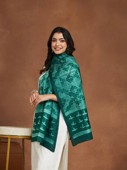 Fabindia - Green Silk Printed Stole