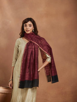 Fabindia - Maroon Silk Hand Woven Stole
