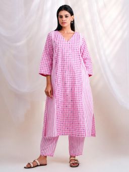 Ethnic Elements - Ethnic Element Pink Gingham Check Co-Ord Set