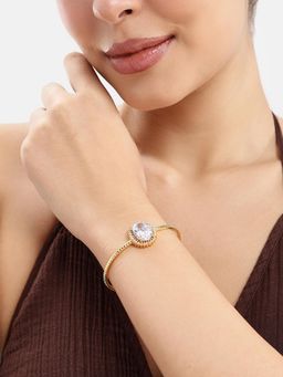 Estele - Emerald White Oval AD Cuff Radiant Kada