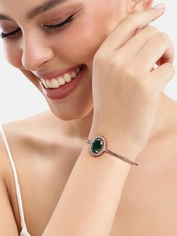 Estele - Emerald Green Oval AD Cuff Radiant Kada