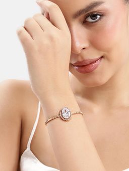Estele - Premium CZ Oval Graceful White Cuff Kada