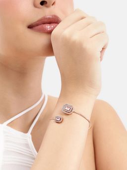 Estele - Rose gold AD Cuff Kada - Mint Pink Statement Jewellery
