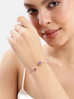 Estele - Rose gold AD Oval Cuff Kada in Ruby Red Gleam