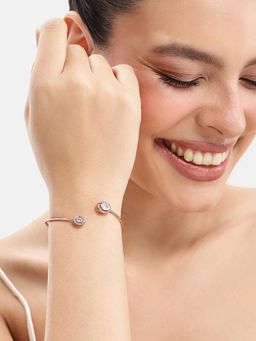 Estele - Sparkling Rose gold CZ Oval Cuff Kada