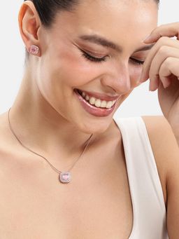 Estele - Luxe Glow Rose gold AD Necklace Set