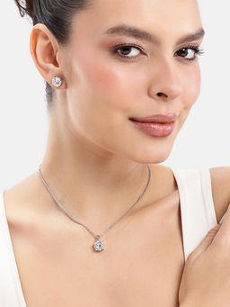 Estele - Refined White AD Round Necklace Set