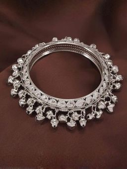 I Jewels - Silver Plated Handcrafted Kada Embellished with Ghungroo