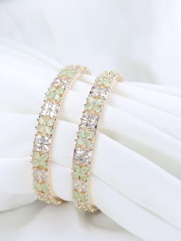 I Jewels - Rose Gold Plated Brass Kada Bangles With CZ American Diamonds For Women (Pack of 2)