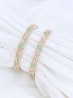 I Jewels - Rose Gold Plated Brass Kada Bangles With CZ American Diamonds For Women (Pack of 2)