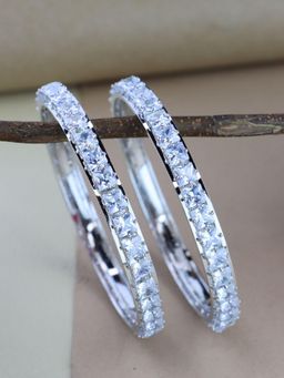 I Jewels - Stylish Latest Fashion Thick Brass Bangles With CZ American Diamonds (Pack of 2)