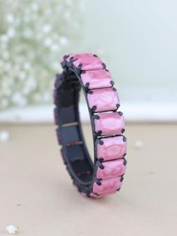 I Jewels - Adjustable Stylish Beads Fashionable Pink Bracelet For Women