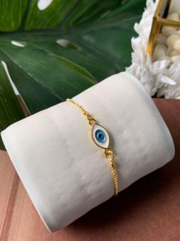 I Jewels - Stylish Gold Plated Adjustable Evil Eye Bracelet For Women