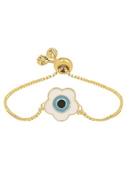 I Jewels - Stylish Gold Plated Adjustable Evil Eye Bracelet For Women