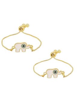 I Jewels - Stylish Gold Plated Enamel Evil Eye Adjustable Charm Bracelet For Women (Pack of 2)