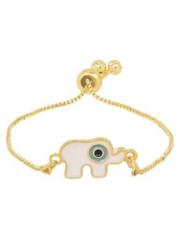 I Jewels - Stylish Gold Plated Adjustable Evil Eye Bracelet For Women