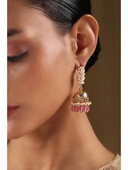 Biba - Women Dark Pink Brass Jhumka