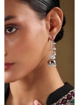 Biba - Women Silver Olive Brass Jhumka
