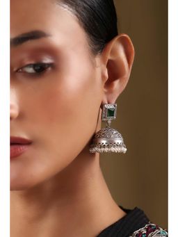 Biba - Women Green Brass Jhumka