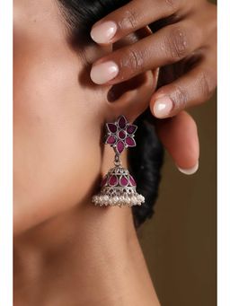 Biba - Women Dark Pink Brass Jhumka