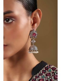 Biba - Women Dark Pink Brass Jhumka