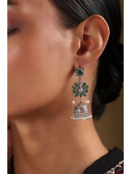 Biba - Women Green Brass Jhumka