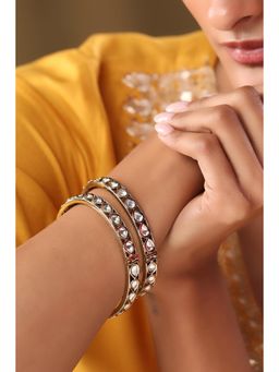 Biba - Women Gold Alloy Stone Kadas (Pack of 2)