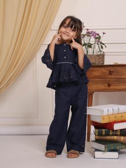 Budding Bees - Cotton Lace Solid Top and Pant (Set of 2)