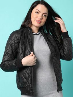 Campus Sutra - Womens Black Solid Puffer Jacket