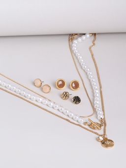 Lilly & Sparkle - Gold-Plated White Pearl Beaded Jewellery (Pack of 4)