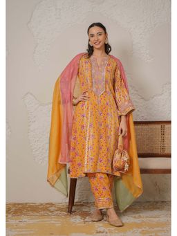 NEMAANI - Meher Yellow Kurta with Pant and Dupatta